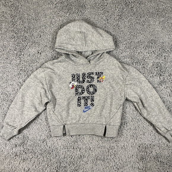 Nike Other - Nike Girls XS‎ Gray Hoodie "Just Do It" Graphic Pullover Sweatshirt